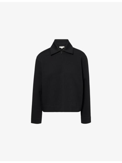 Vince Collared Half-Zip Stretch-Cotton Top