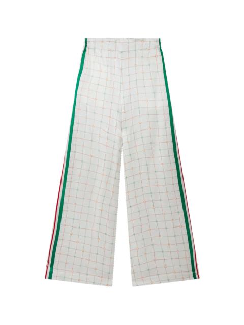 CASABLANCA Tennis Club Check Wide Leg Silk Trousers