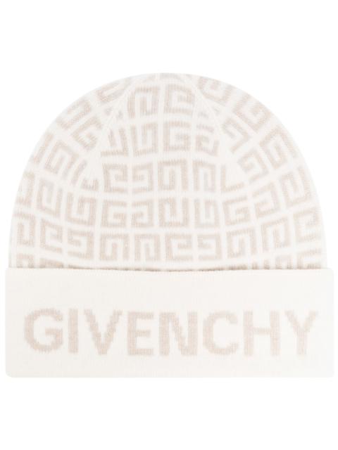 Givenchy neutral logo knit wool beanie hat