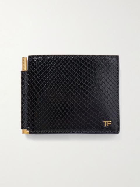 TOM FORD Snake-Effect Leather Billfold Wallet Black