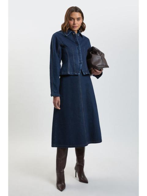 KAREN MILLEN Denim A Line Midi Skirt