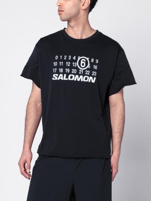 SALOMON Black nylon T-shirt with logo