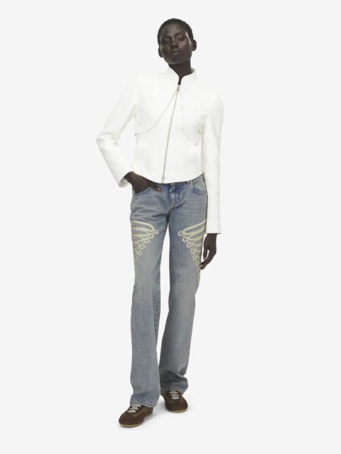 Alexander McQueen Floral Embroidery Leather Jacket