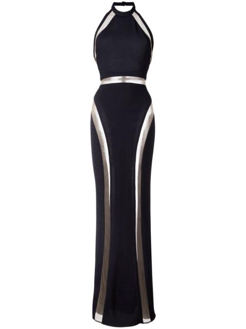 Balmain sheer panel evening gown