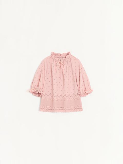 Valentino SANGALLO LACE TOP WITH FLEURS AJOURS MARGHERITINE PATTERN