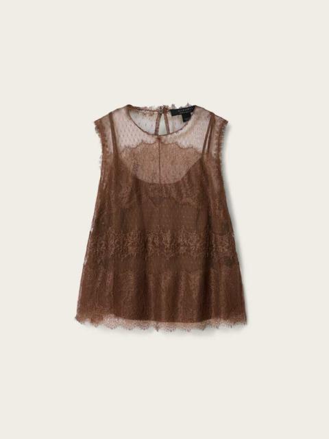 ALLSAINTS CLARA LACE MESH SLEEVELESS TOP