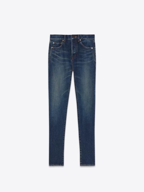 SAINT LAURENT slim-fit jeans in dirty dark vintage blue denim