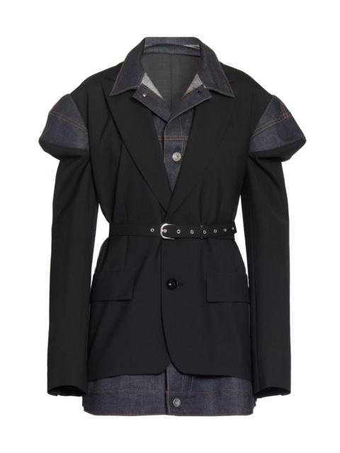 sacai Women's Suiting X Denim Belted Blazer - Black Indigo