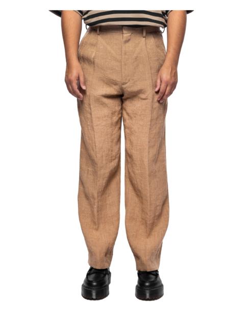 AURALEE Linen Silk Tweed Slacks Brown