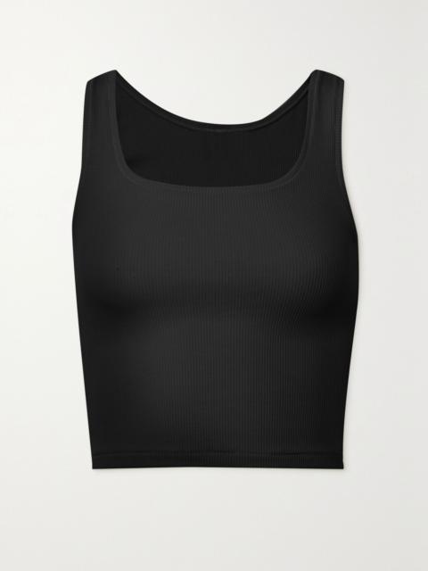 SKIMS Ribbed cotton-blend jersey tank - Soot Black