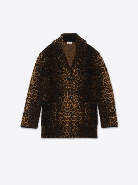 SAINT LAURENT mohair jacquard knit coat and leopard-print wool