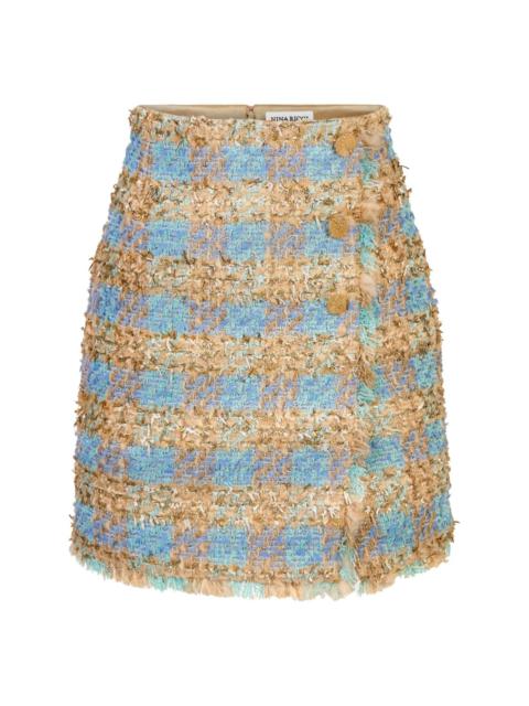 NINA RICCI tweed check-pattern A-line skirt