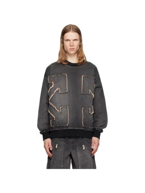 Off-White Gray Distress Arr Skate Crewneck Highlighted Sweatshirt
