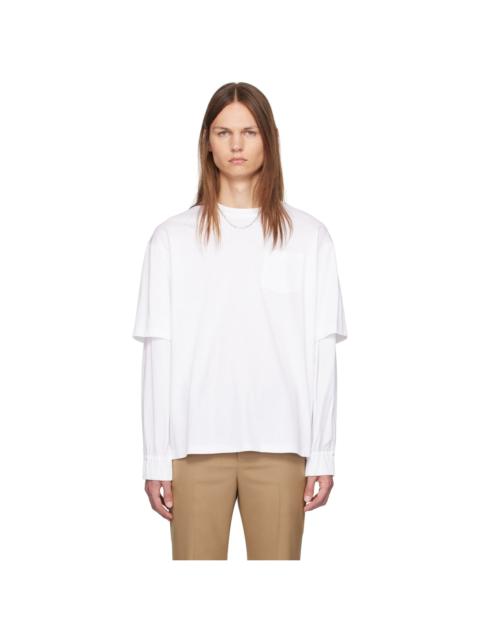 sacai White Layered Long Sleeve T-Shirt