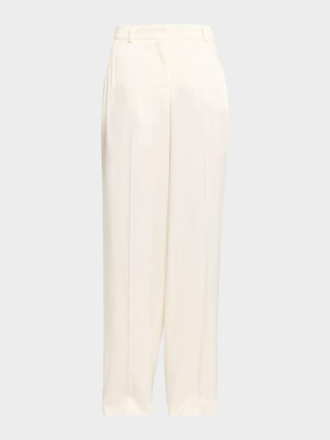 Stella McCartney Dropped-Waist Satin Straight-Leg Trousers