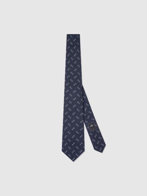 GUCCI Horsebit silk jacquard tie