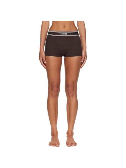 VERSACE Brown Cotton Rib Short Trunk Boxer Briefs