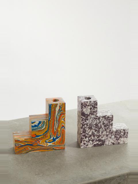Tom Dixon Swirl Stepped recycled marble bookends