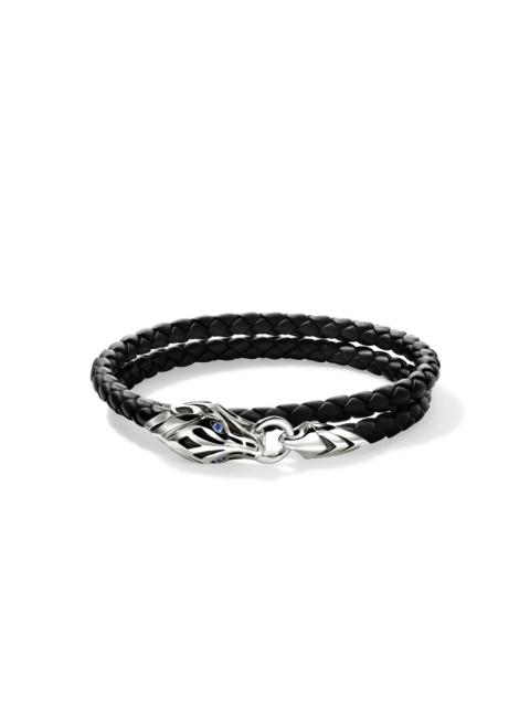 JOHN HARDY Naga Wrap, Leather, Sterling Silver, Blue Sapphire, 5MM