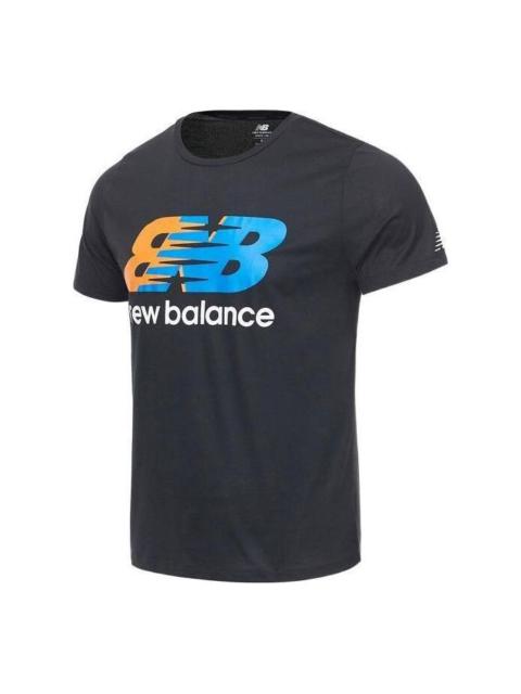 New Balance Graphic Heathertech T-Shirt 'Black Blue' AMT11071-BM