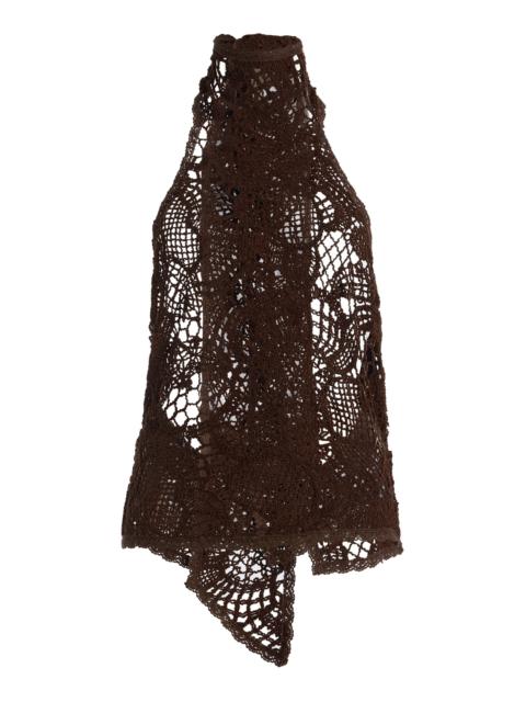 SIEDRÉS Indy Crocheted Lace Top brown