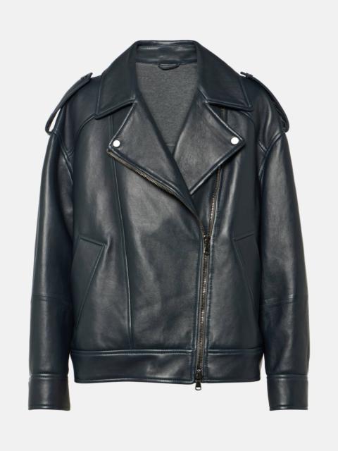 Oversized leather biker jacket