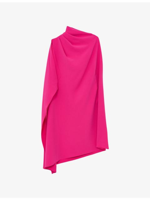 REISS Ellery One-Shoulder Draped Woven Mini Dress