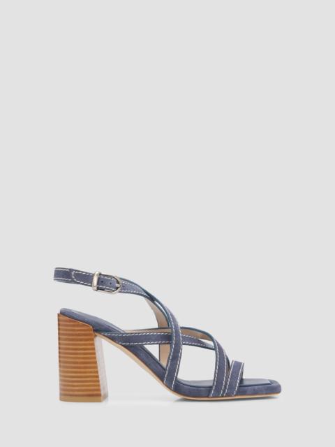 Stuart Weitzman Women's Park Block 85MM Suede Strappy Sandals - Blue