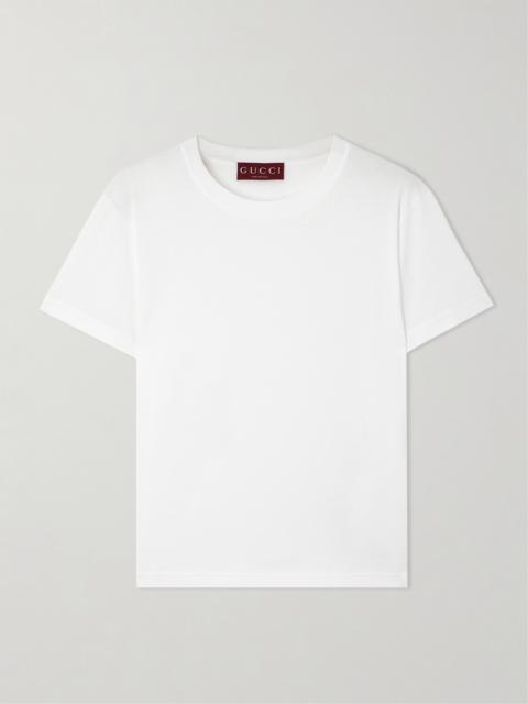 GUCCI Logo-embroidered Cotton-jersey T-shirt