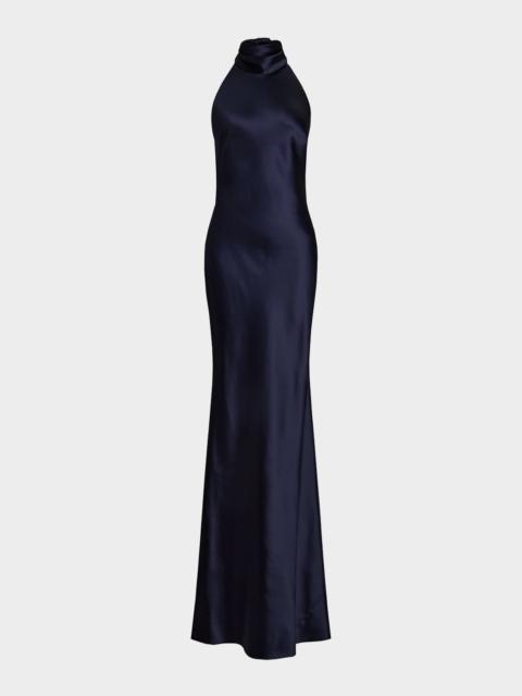 Ralph Lauren Chilton Stretch Satin Evening Dress