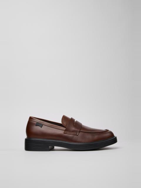 CAMPER Dean Brown Leather Moccasins for Men.
