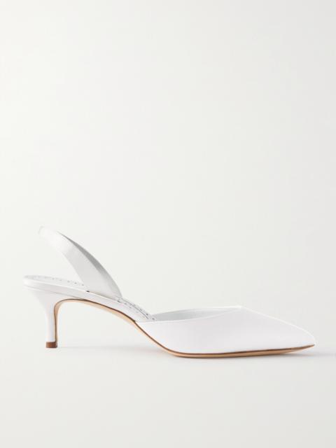 Manolo Blahnik Carolyne Bridal 50 Satin Slingback Pumps