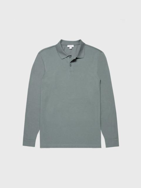 Sunspel Long Sleeve Piqué Polo Shirt