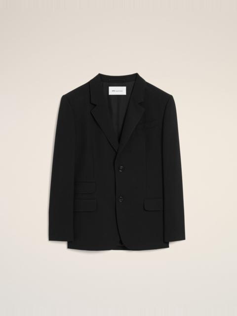 AMI Paris BLACK SINGLE BREASTED STRAIGHT-FIT WOOL BLAZER