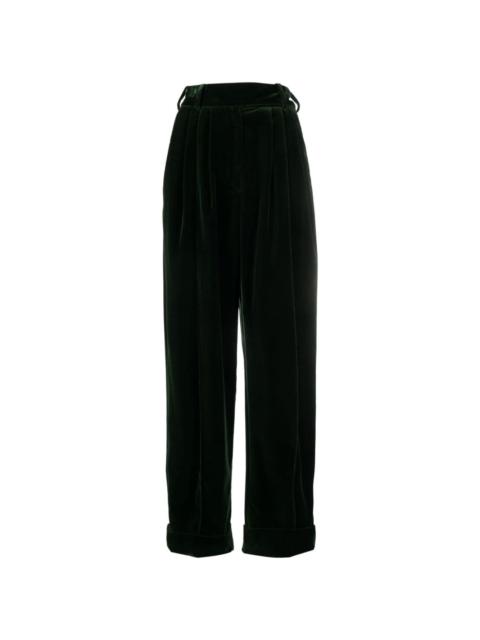 high-waisted velvet trousers