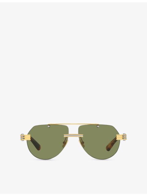 Bottega Veneta BV1342S Pilot-Frame Metal Sunglasses