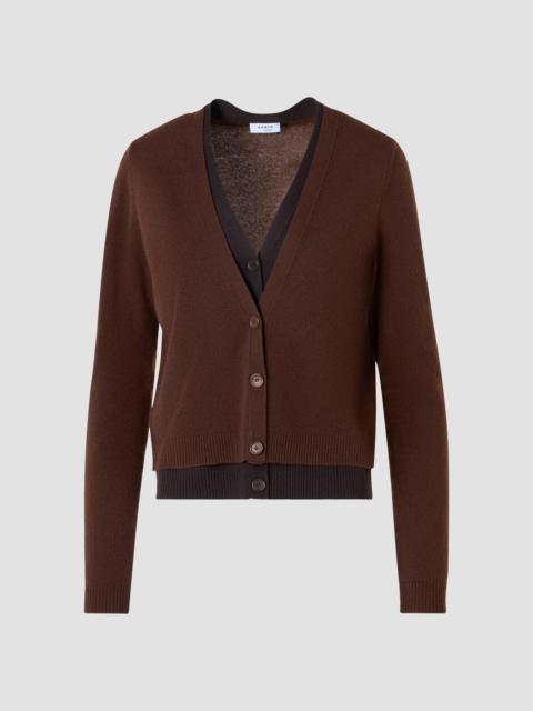 AKRIS Women's Wool-Cashmere V-Neck Cardigan - Caramel Espresso