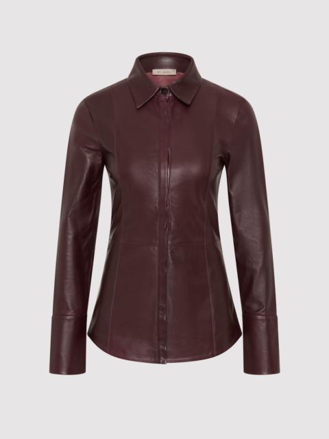 ST. AGNI Leather Panelled Shirt - Bordeaux