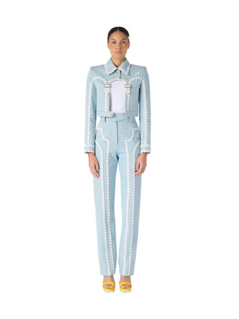 CASABLANCA Denim Trouser With Daisy Lace Trim | Casablanca Paris