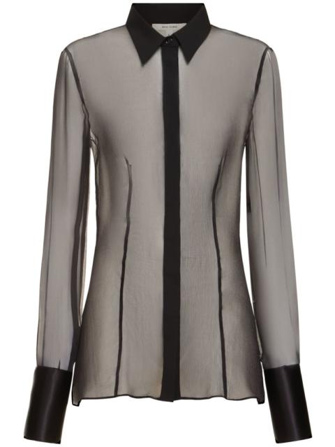 NENSI DOJAKA Fitted sheer silk shirt w/satin cuffs