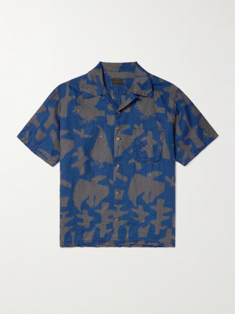 Kapital Convertible-Collar Printed Linen Shirt
