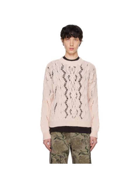 Our Legacy Pink Cable Sonar Roundneck Sweater