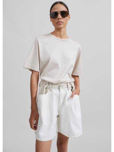The Frankie Shop Hayla Contrast Denim Shorts - Off White/Beige