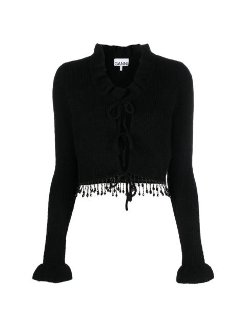 beaded fringe knitted cardigan