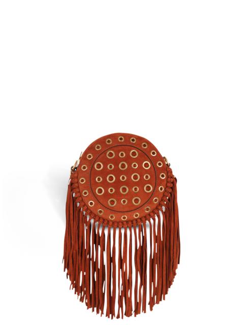 Balmain Balmain x Netflix -Fringed suede round Disco bag
