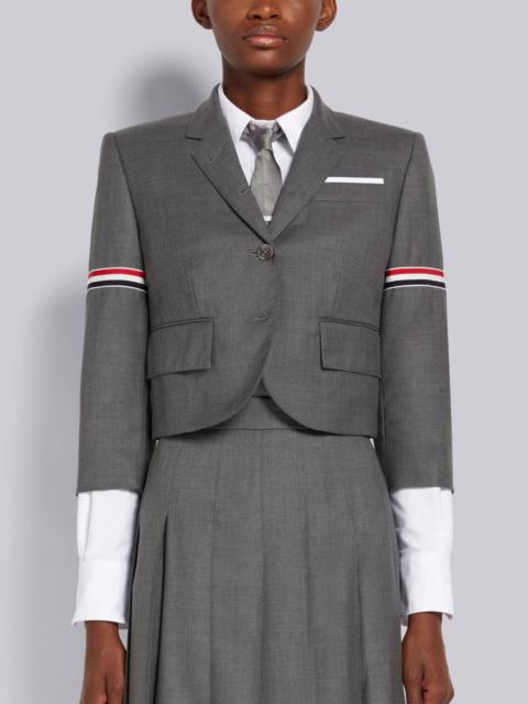 Thom Browne Medium Grey Super 120's Twill Stripe Armband Cropped Jacket