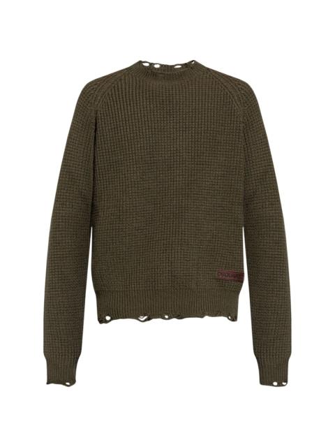 DSQUARED2 logo-patch distressed knitted jumper