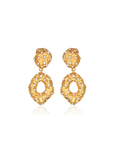 Oscar de la Renta Hammered Stone Drop Earrings clear