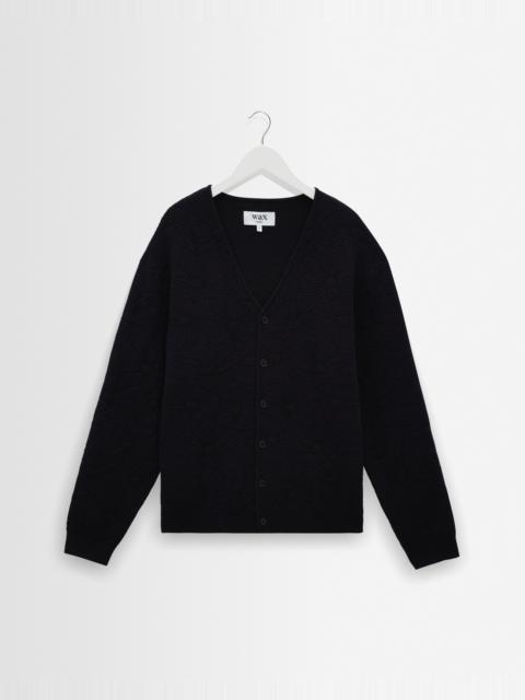 Wax London Alban - Navy And Black Floral Jacquard Cardigan