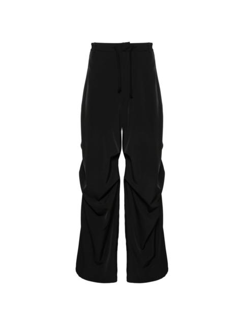 gathered-detail drawstring wide trousers